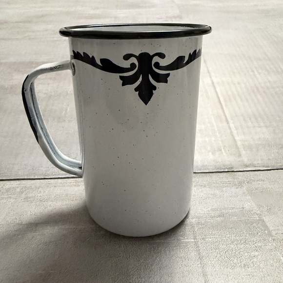 Esmaltes Morilla White Enamel Metal Coffee Cup Mug Graphic Cat Kitten Glass Camp - Picture 6 of 9